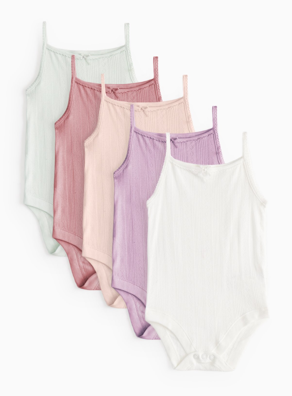 Pointelle Strappy Bodysuits 5 Pack 