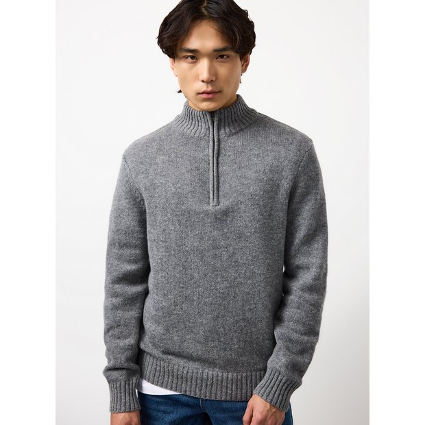 Buy Charcoal Lambs Wool Half Zip Jumper L | Jumpers and cardigans