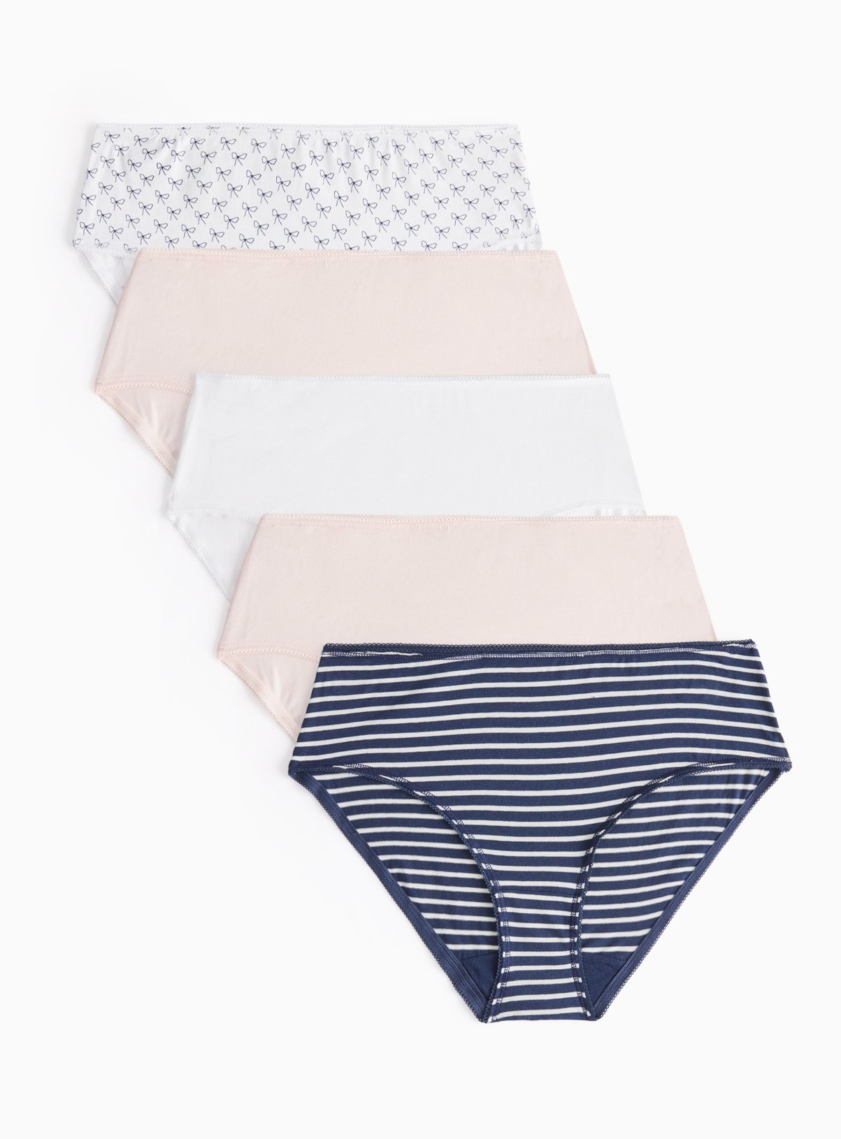Striped Bows Printed Midi Knickers 5 Pack 