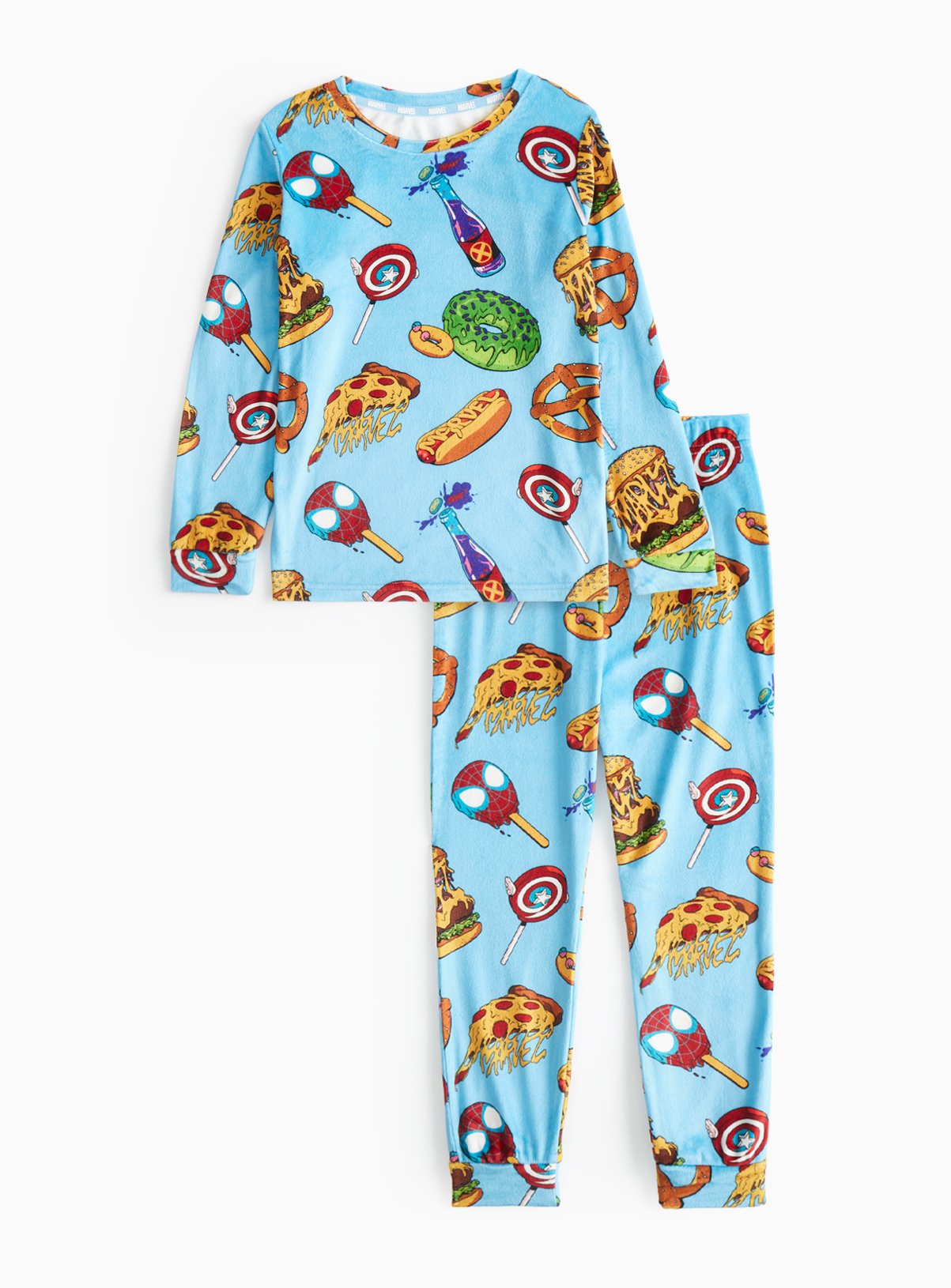 Blue Marvel Food Printed Slinky Fleece Pyjamas