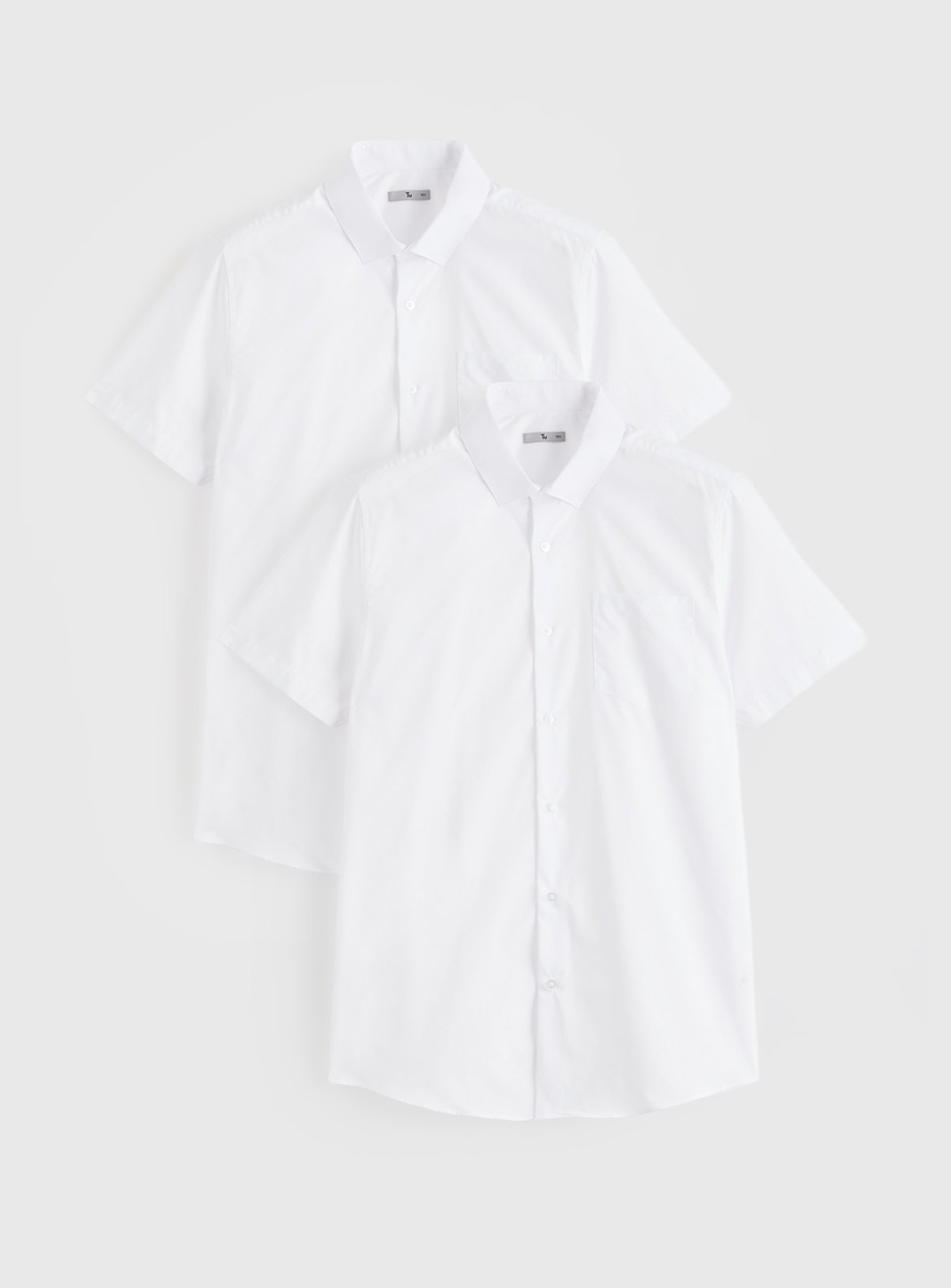 White Short Sleeve Regular Fit Shirts 2 Pack 
