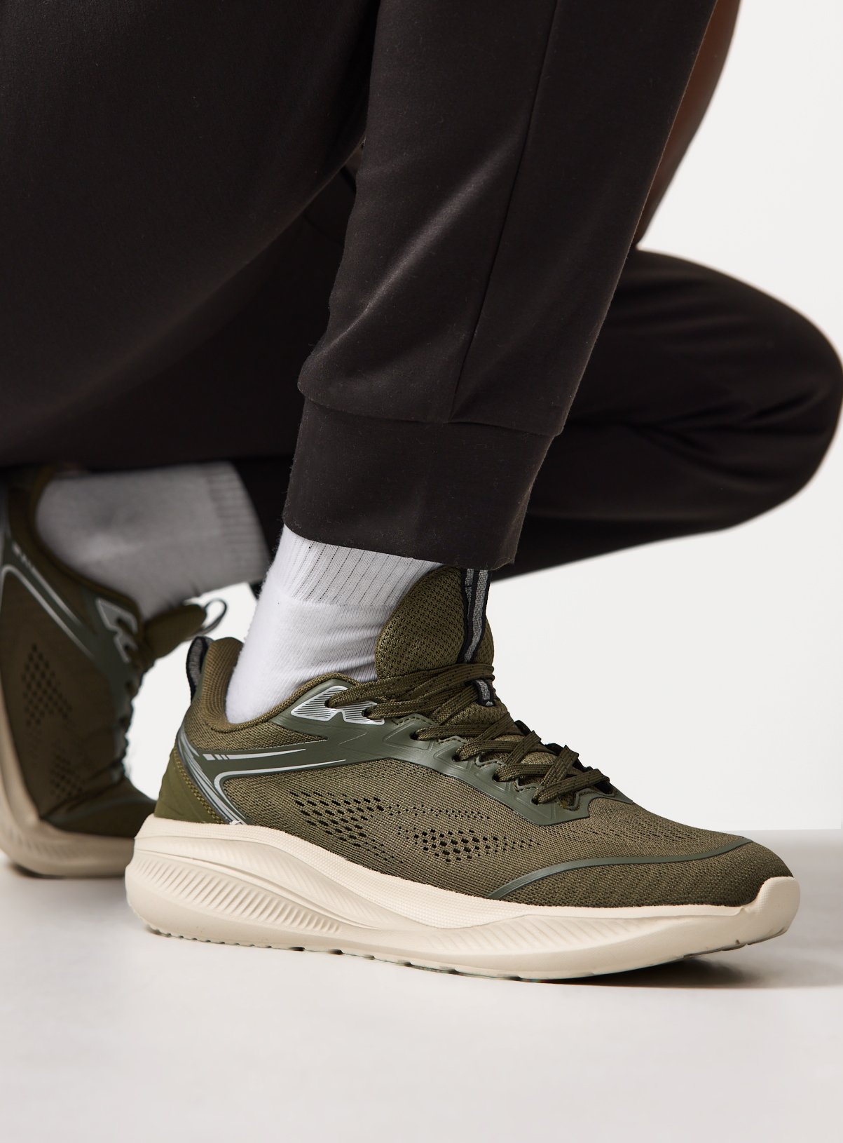 Khaki Knitted Hiker Trainers  8