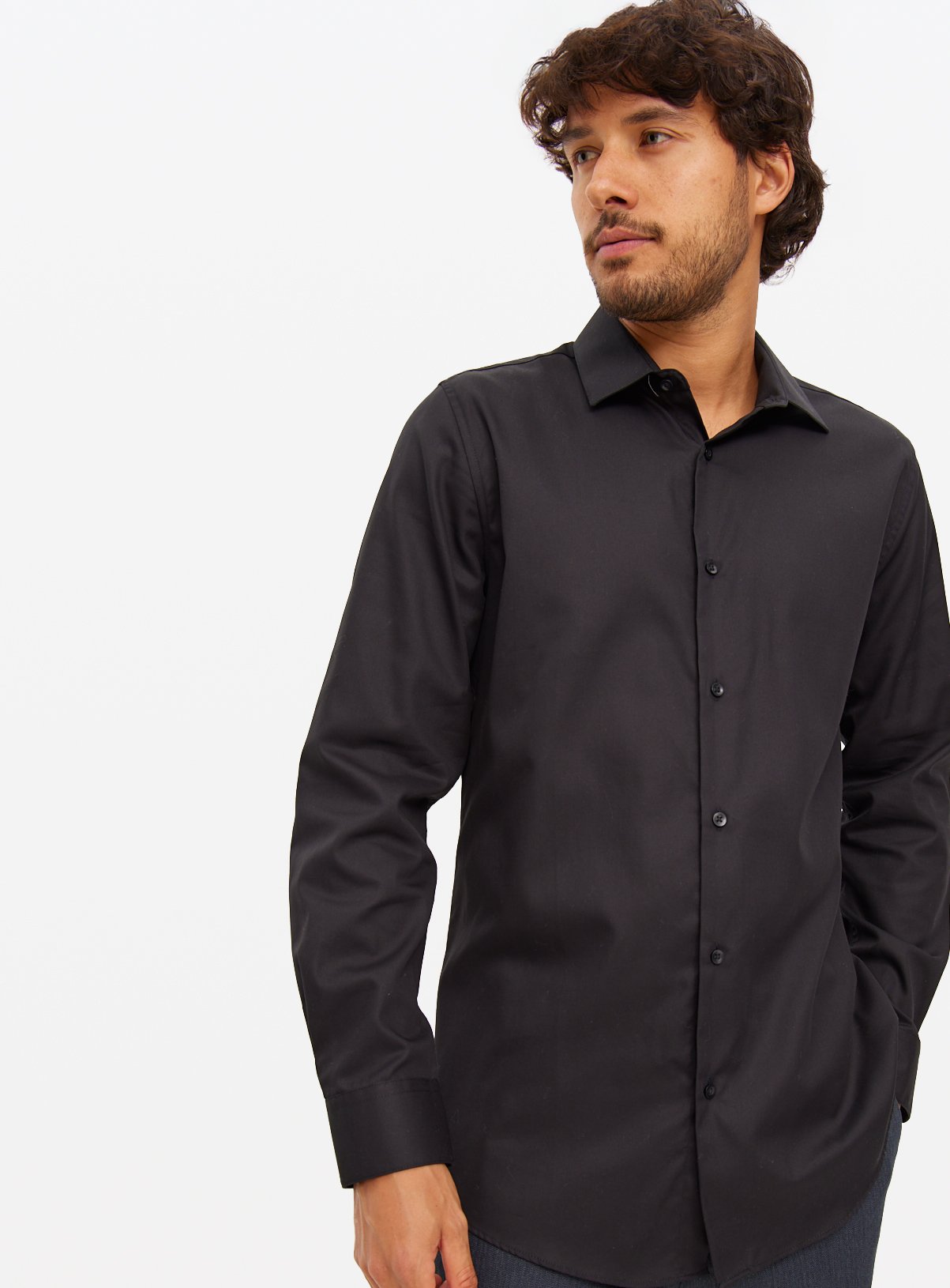 Black Twill Cotton Shirt