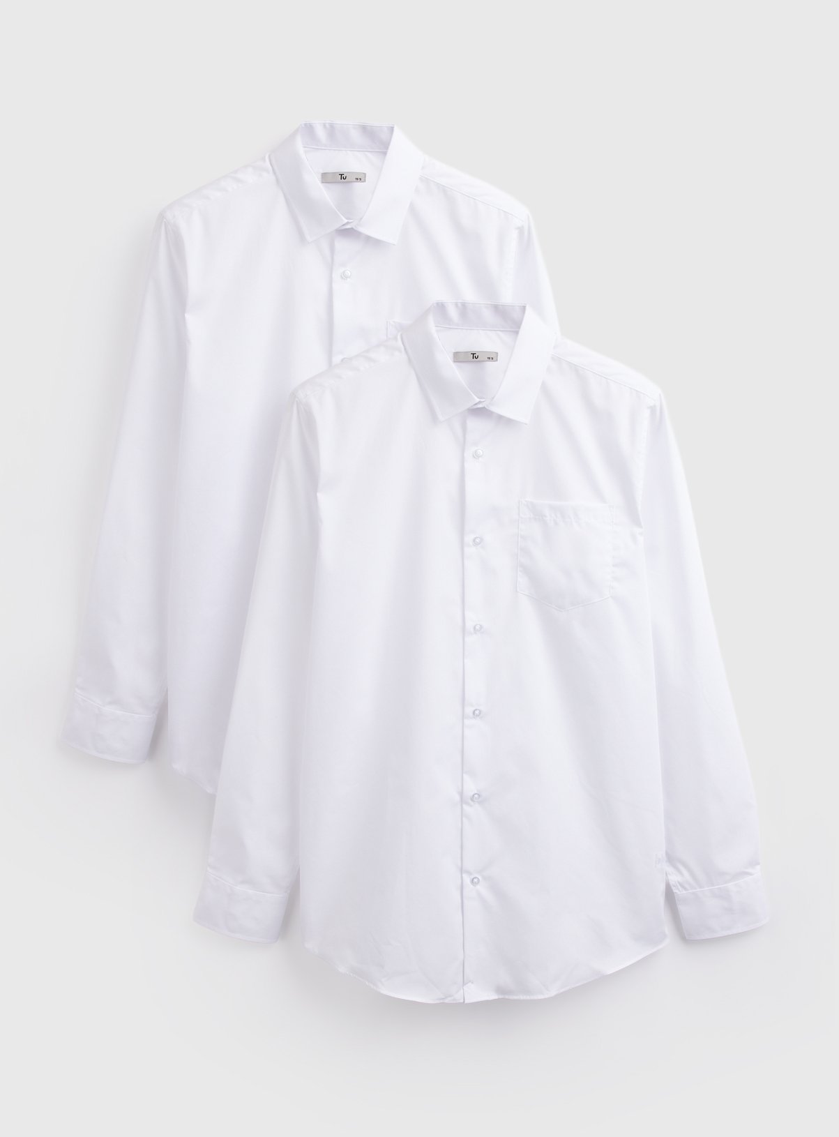 White Long Sleeve Regular Shirts 2 Pack 