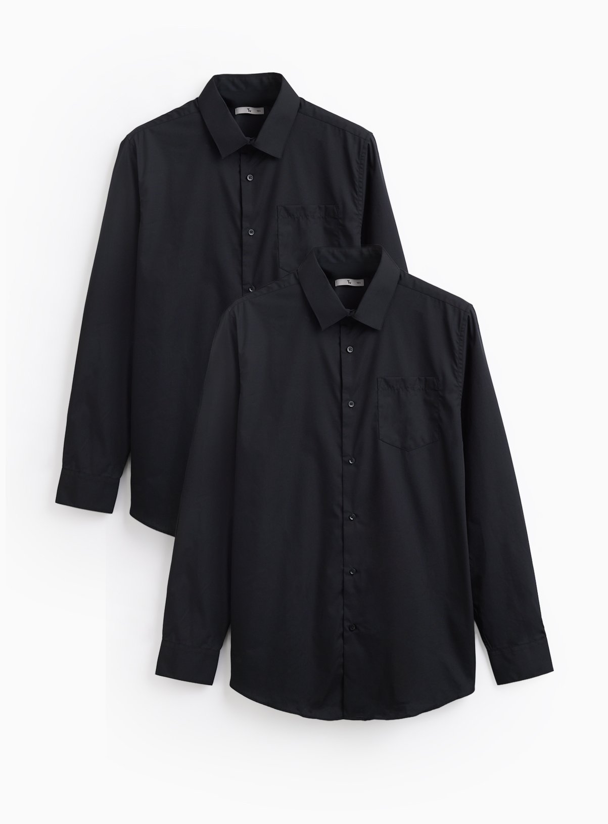 Black Regular Fit Long Sleeve Shirts 2 Pack 