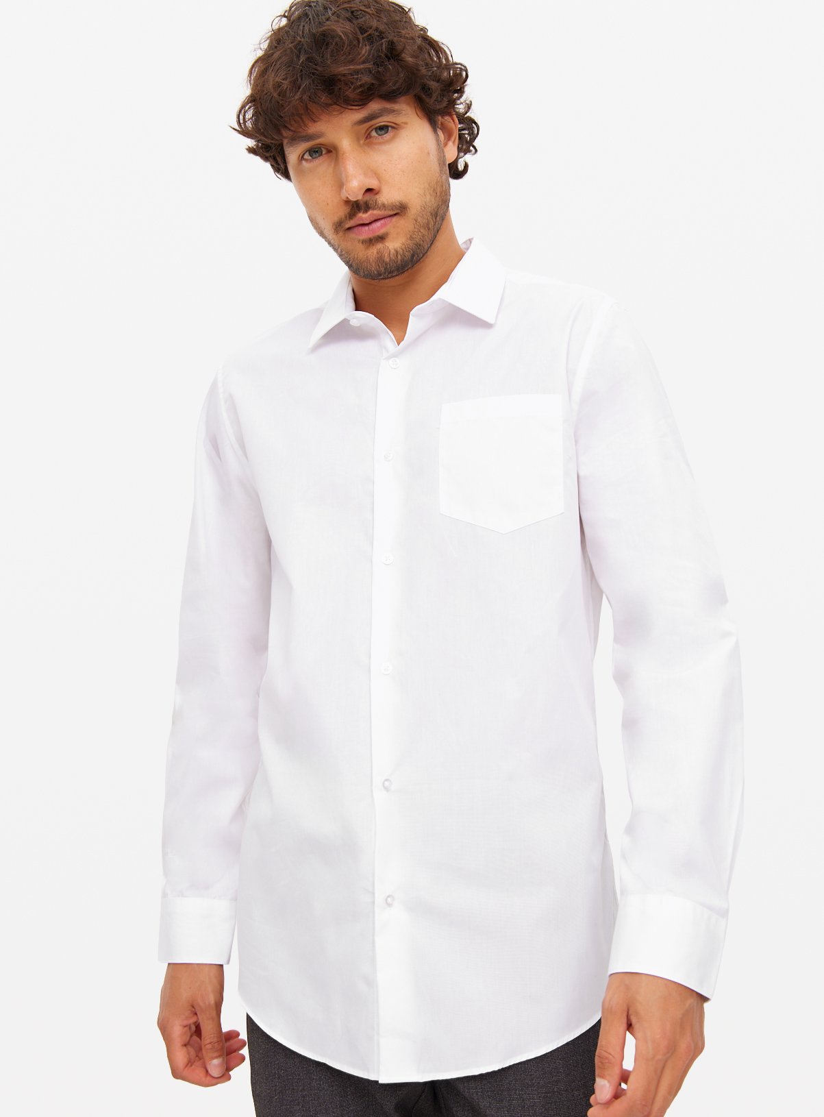 White Regular Fit Long Sleeve Shirts 5 Pack  