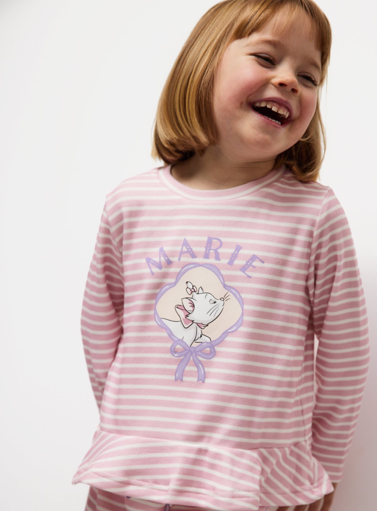 Disney Marie Pink Striped Print Jersey Pyjamas