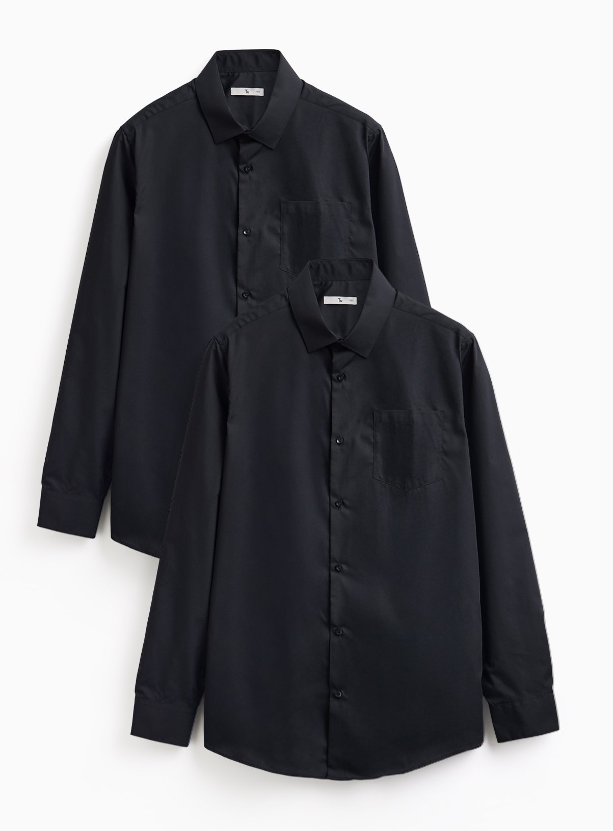 Black Long Sleeve Slim Fit Shirts 2 Pack 