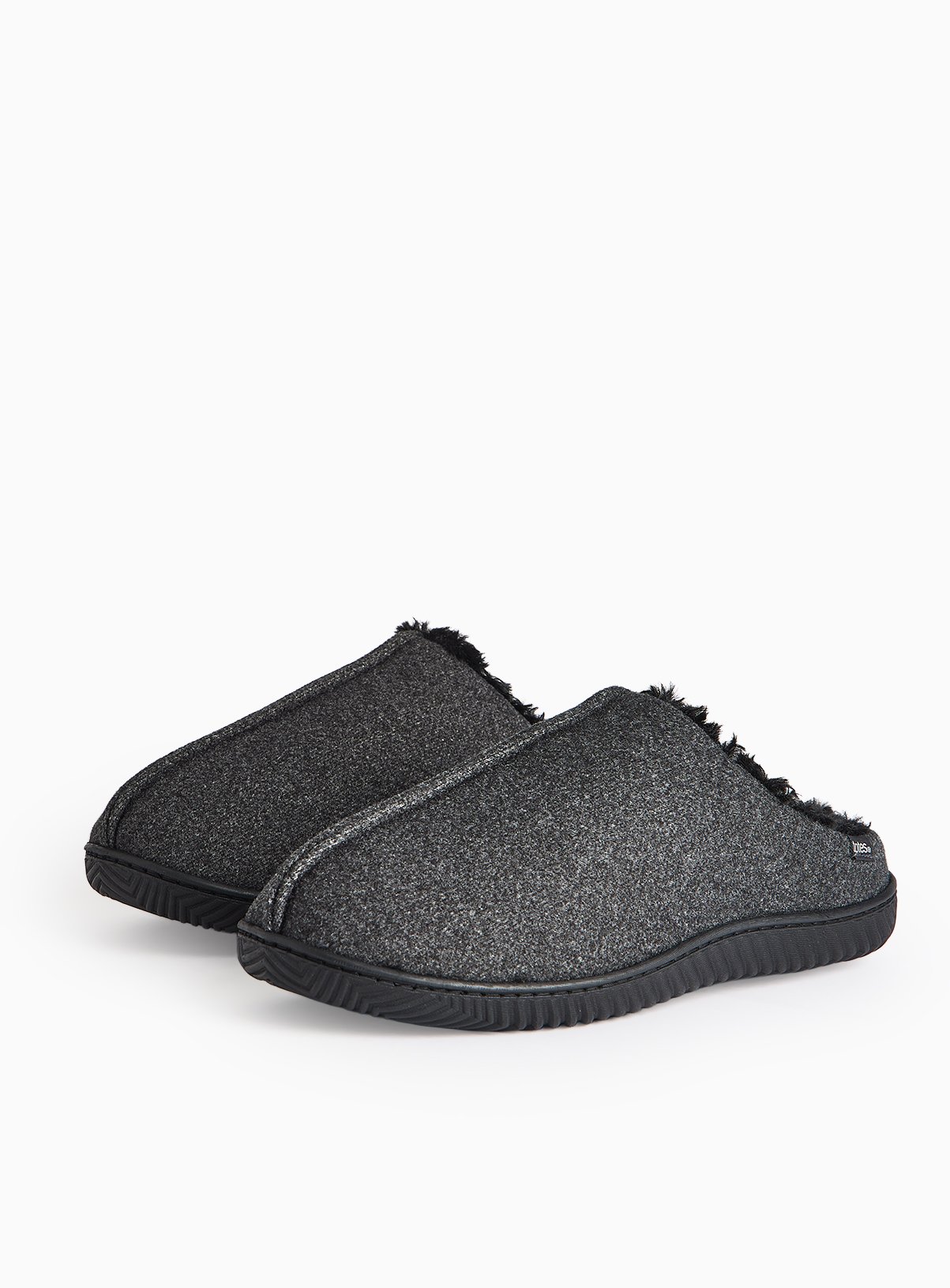 Grey Felt Seam Detail Mule Slippers