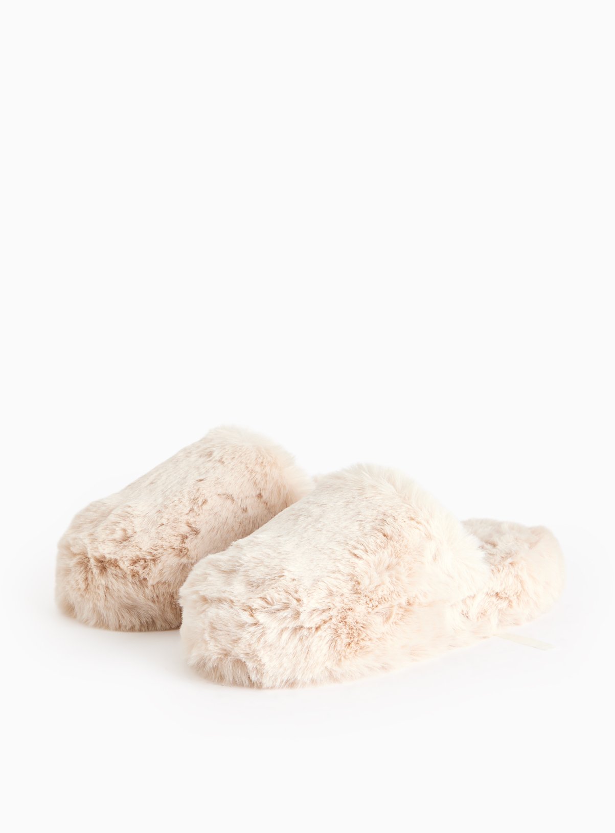 Cream Platform Faux Fur Mule Slippers 