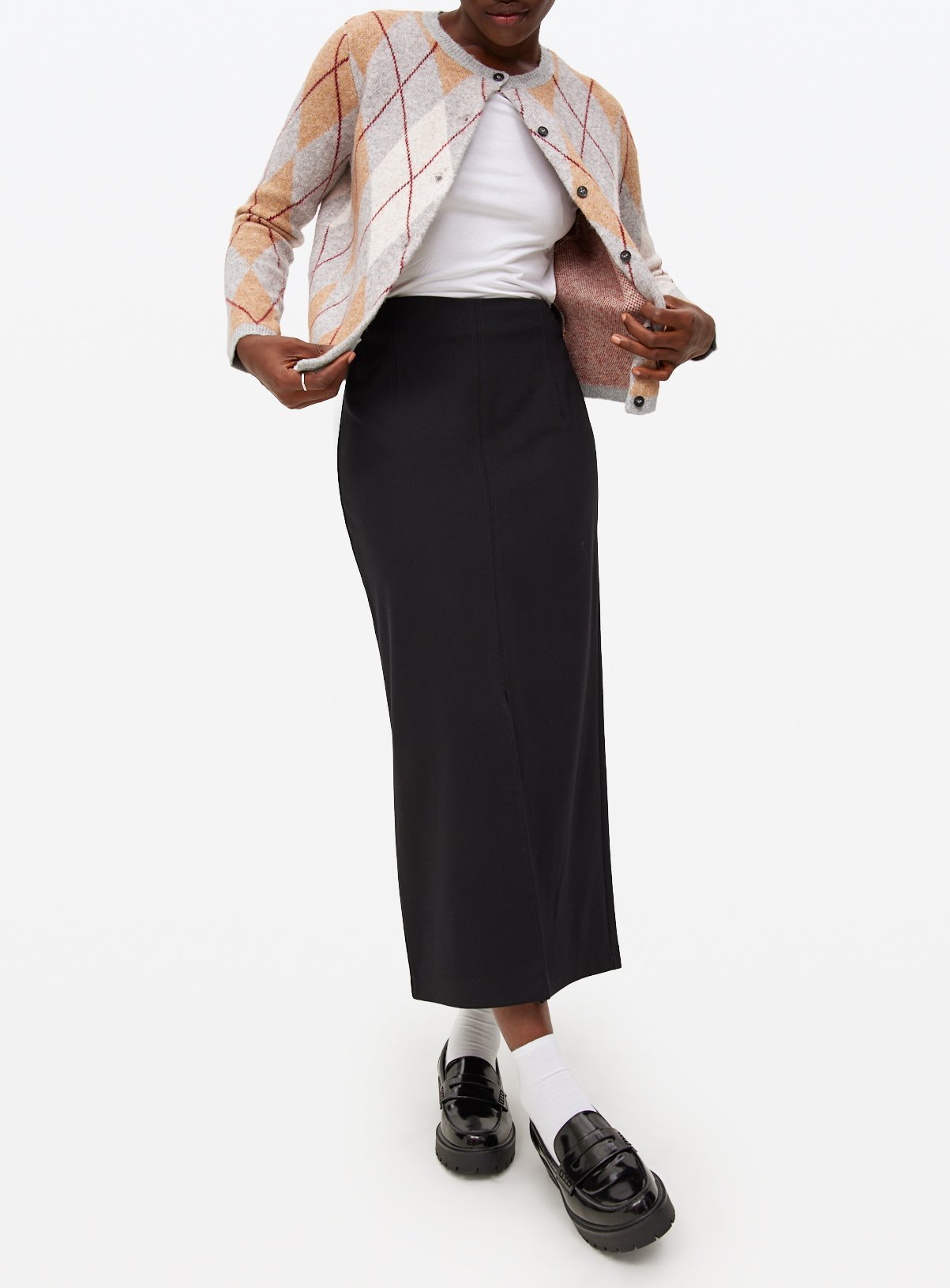 Black Tailored Midaxi Skirt