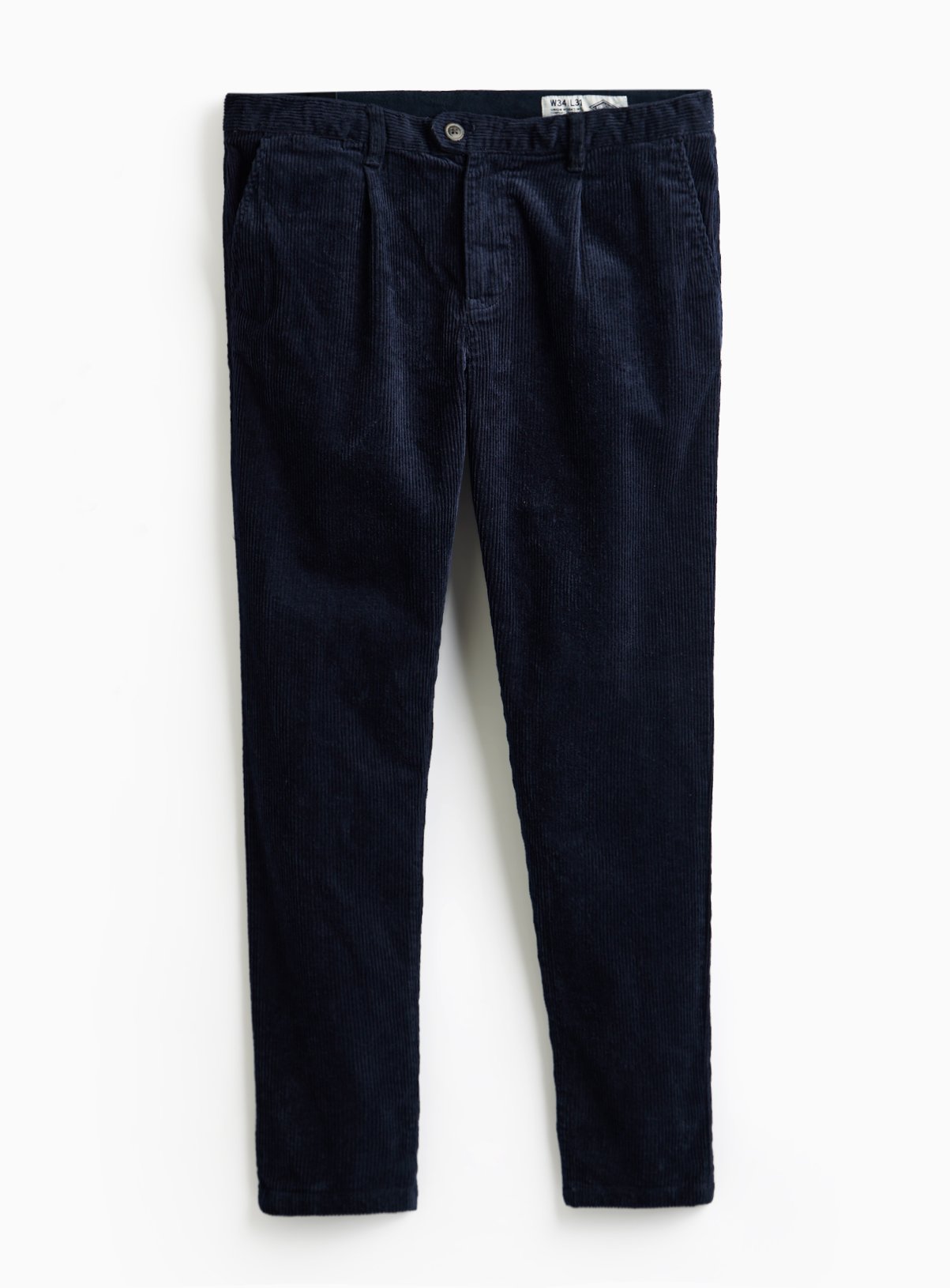 UNION WORKS Navy Straight Leg Corduroy Trousers 