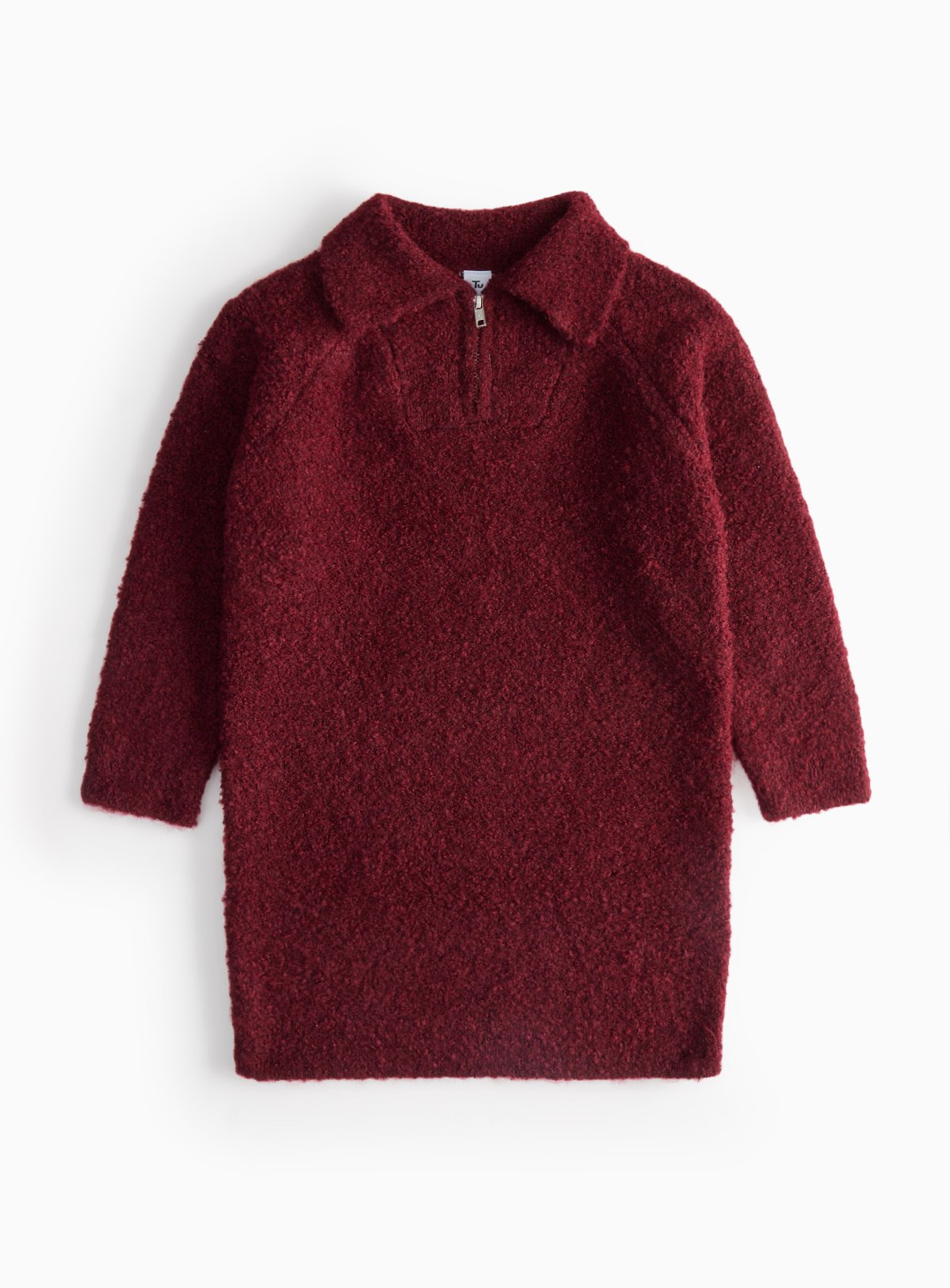 Burgundy Zip Detail Knitted Jumper Dress 8 years