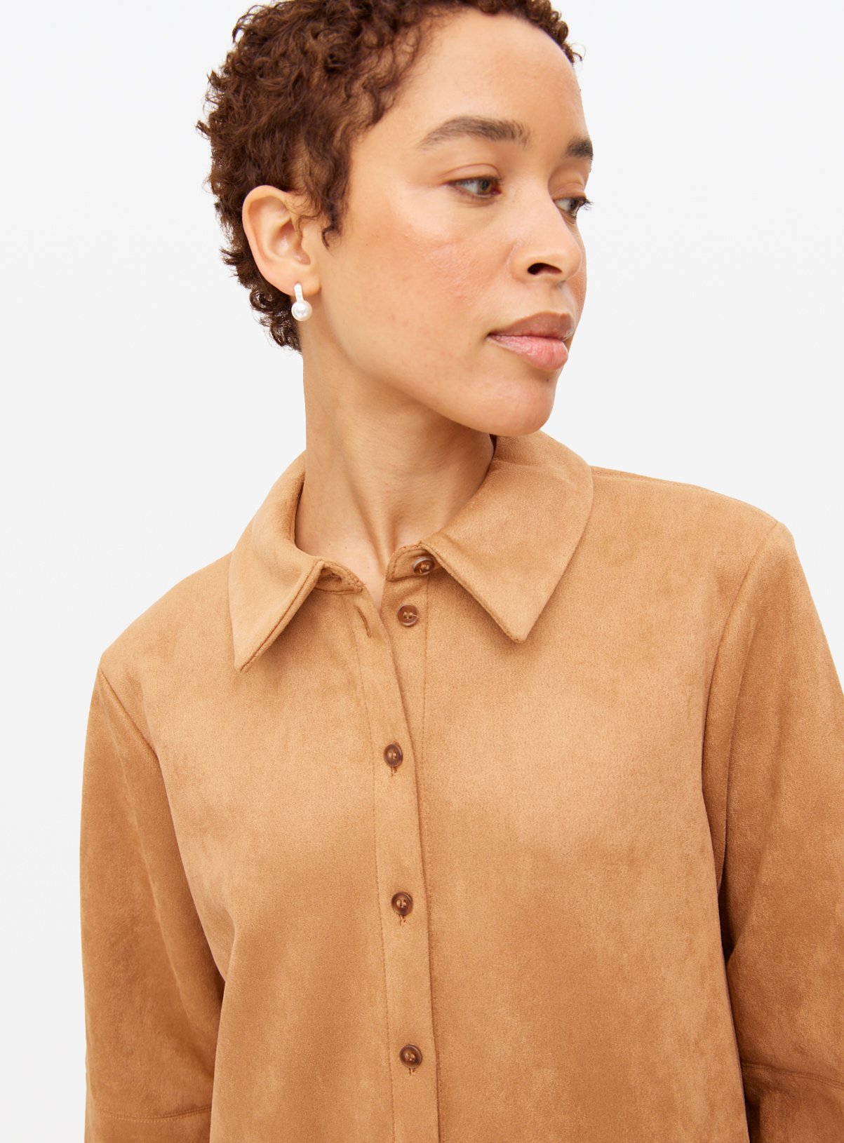 Tan Faux Suede Regular Shirt 16