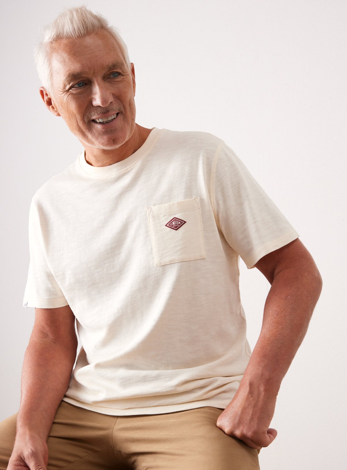 UNION WORKS White Logo Pocket T-Shirt M