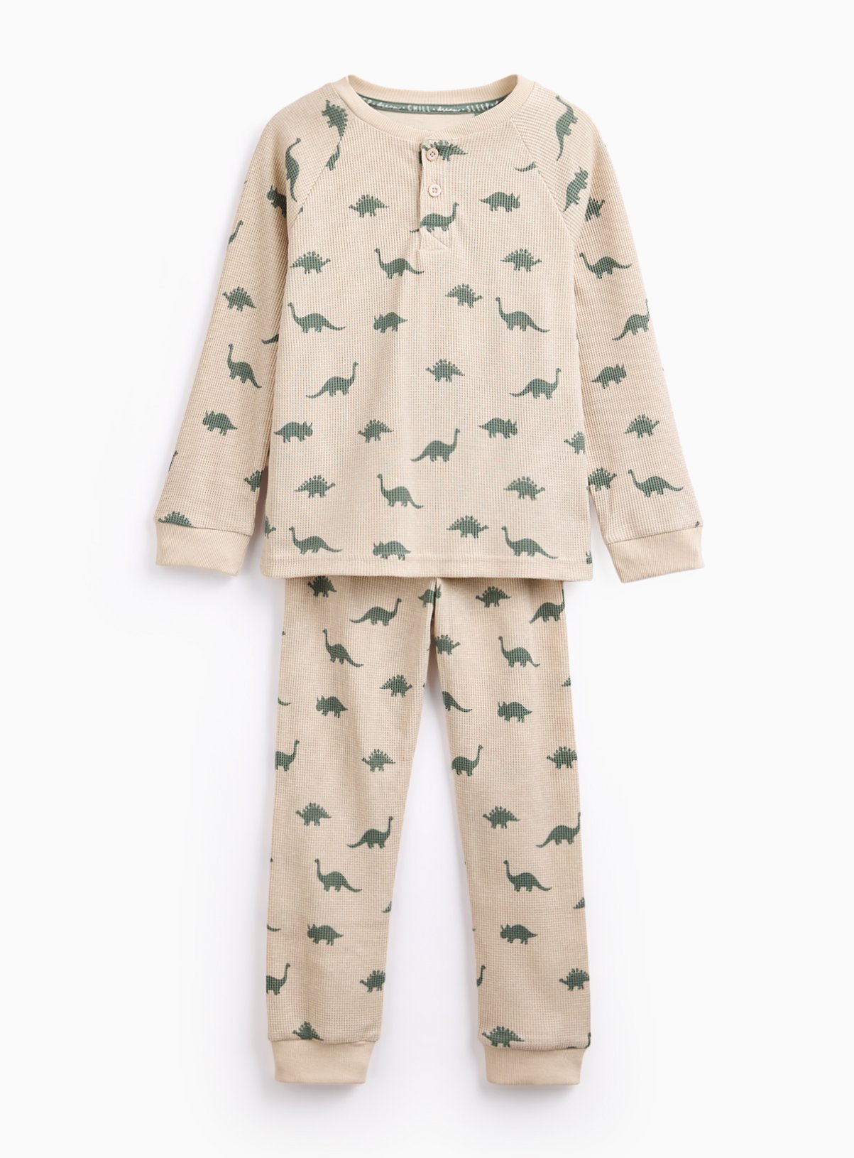 Buy Beige Dinosaur Printed Waffle Pyjamas 1-2 years Pyjamas Tu