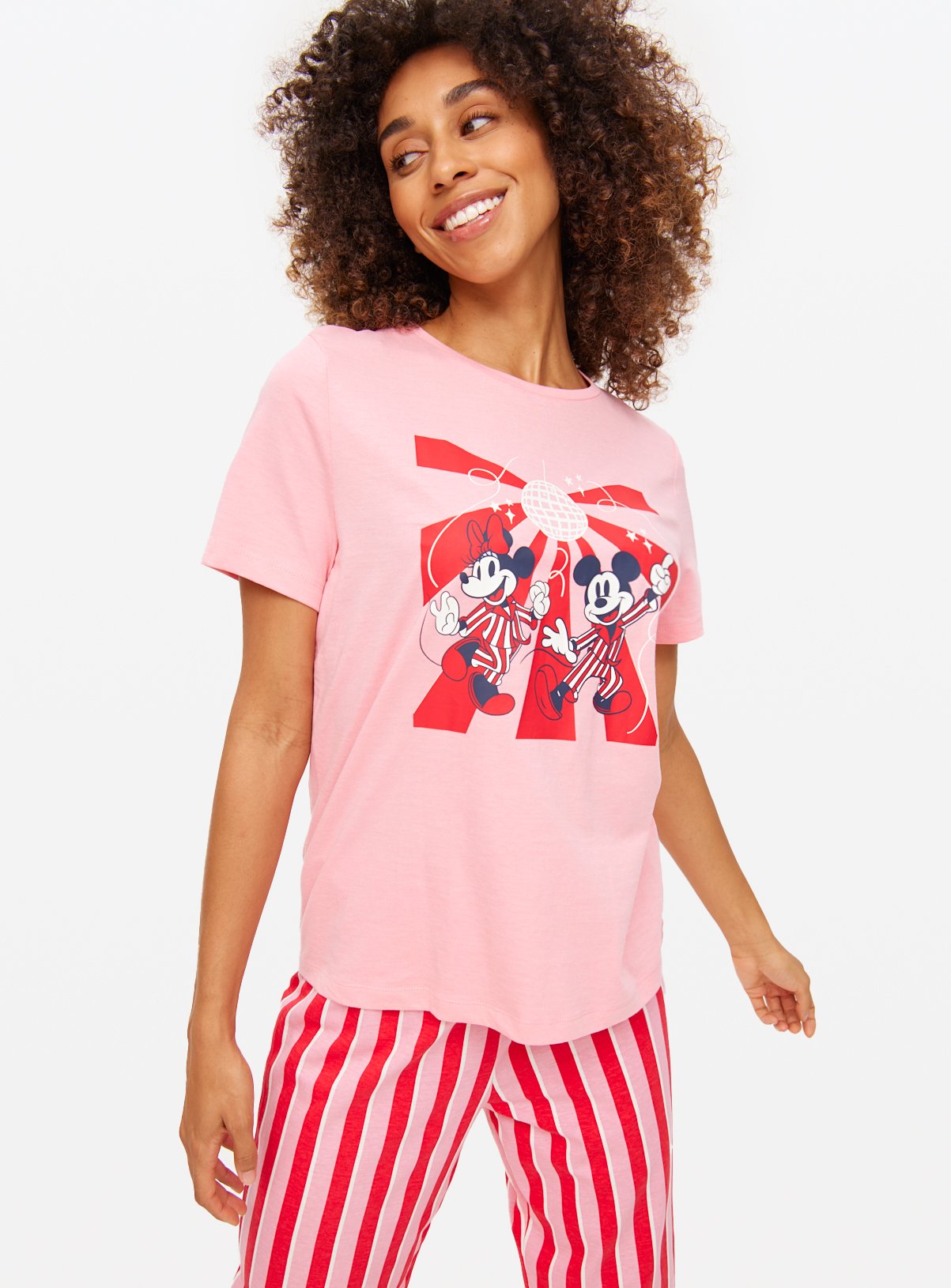 Disney Pink Mickey Disco Pyjama Set L