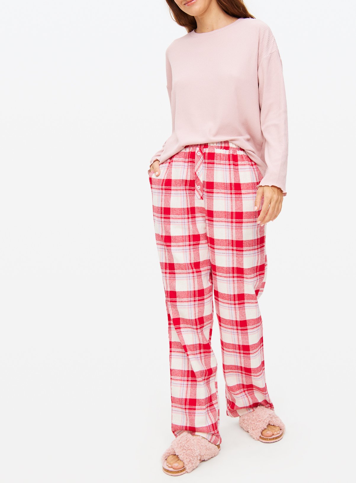 Red And Pink Check Woven Pyjama Bottoms  