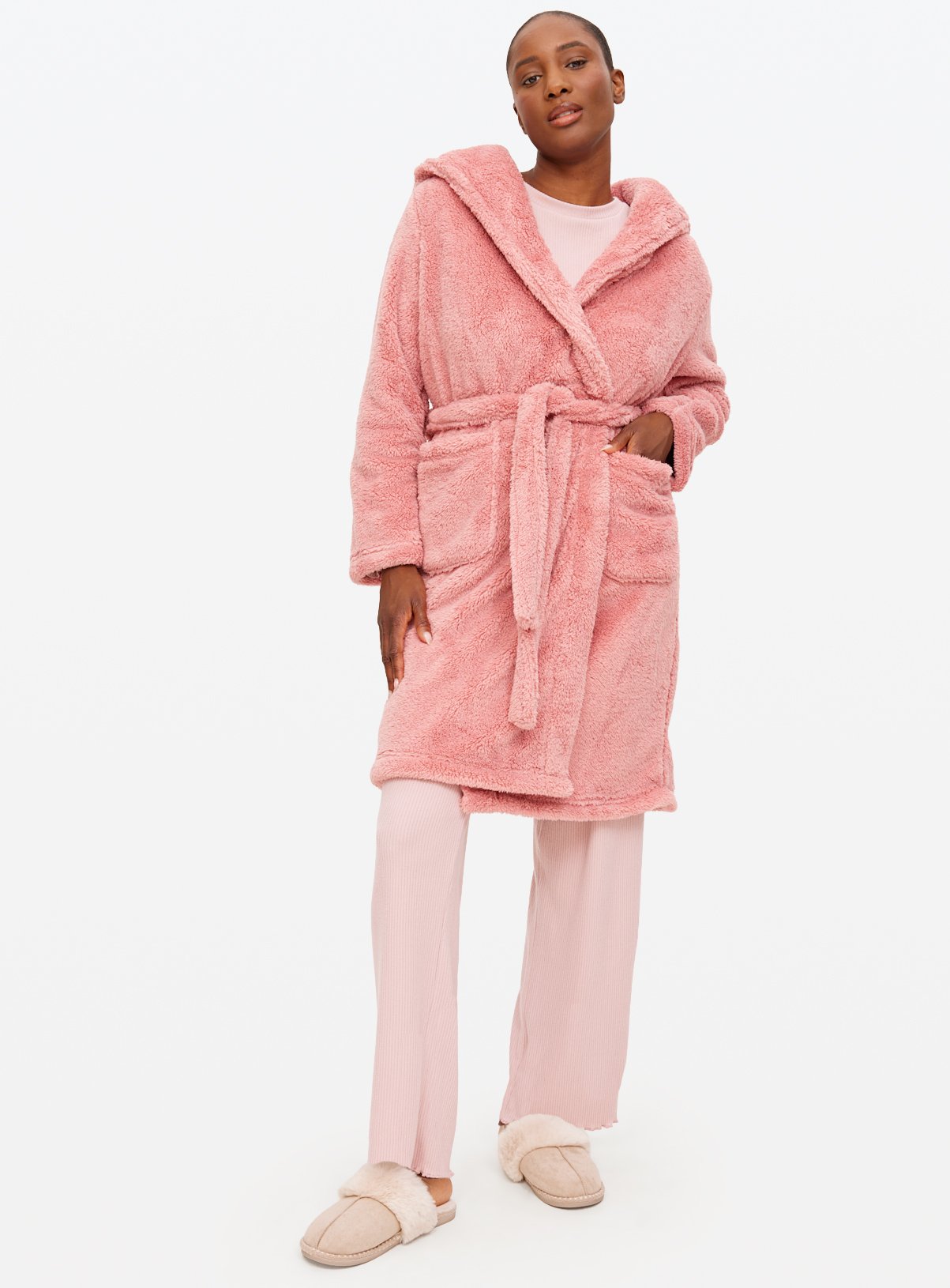 Pink Fluffy Fleece Dressing Gown 