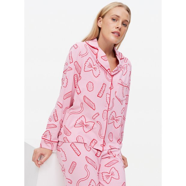 Pink Sainsburys Fleece Pyjamas Buy Pink Pasta Printed Jersey