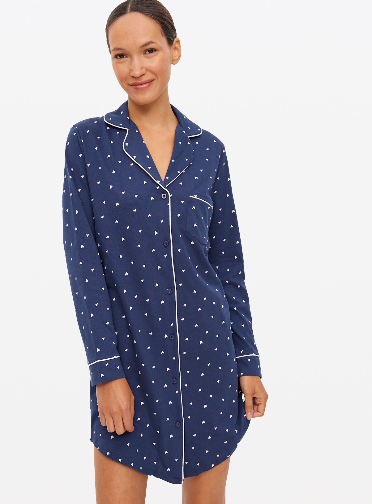 Navy Heart All Over Print Jersey Night Shirt