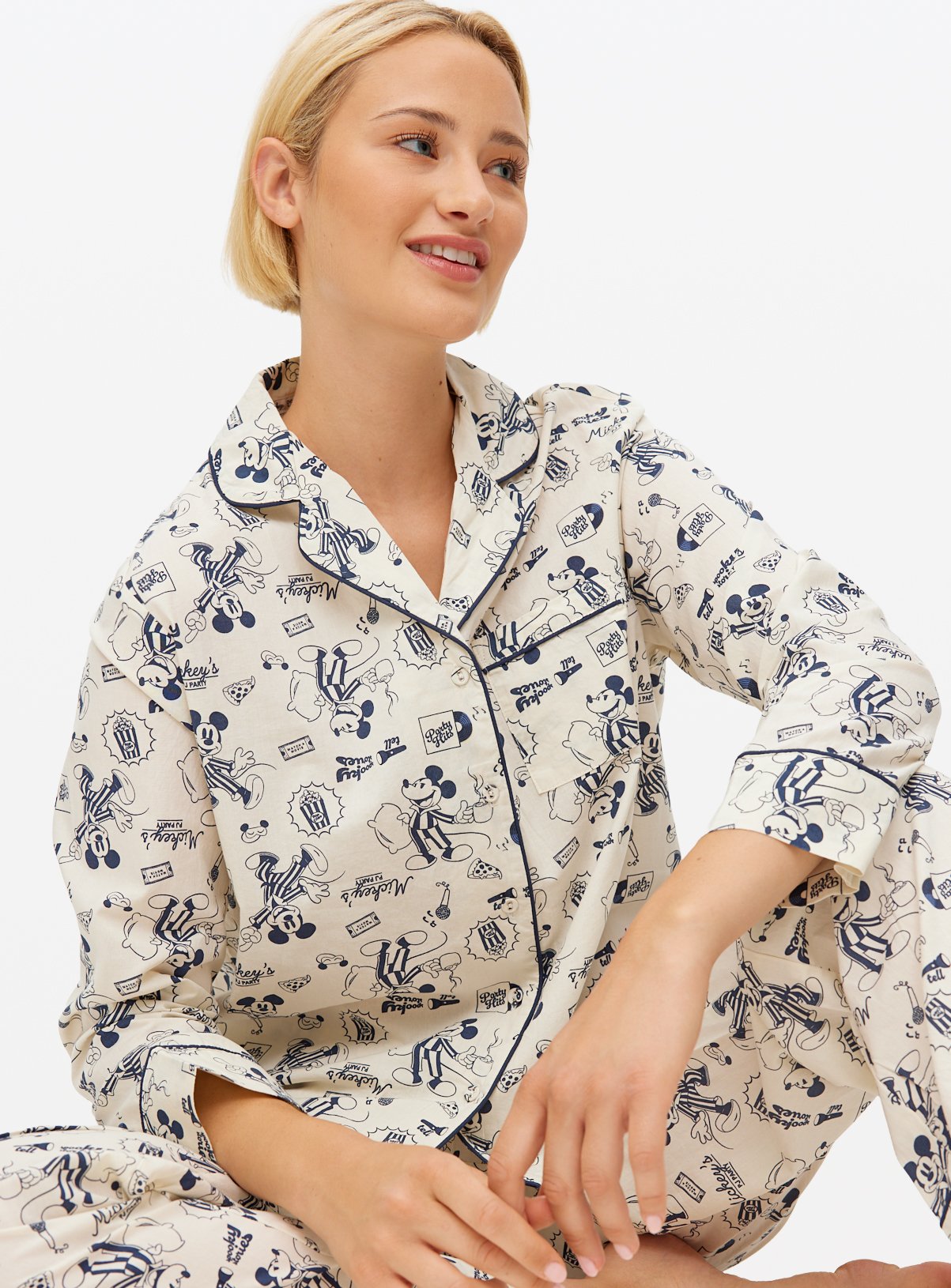 Disney Mickey Mouse Print Traditional Pyjamas  