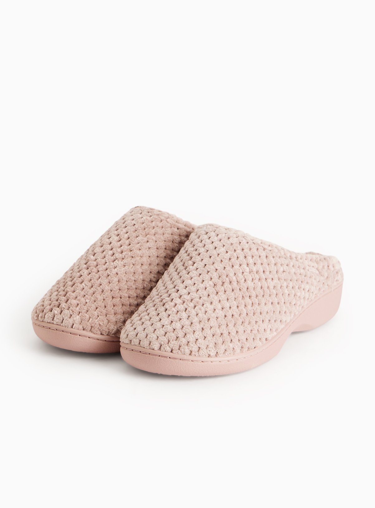 Blush Pink Velour Comfort Sole Mule Slippers