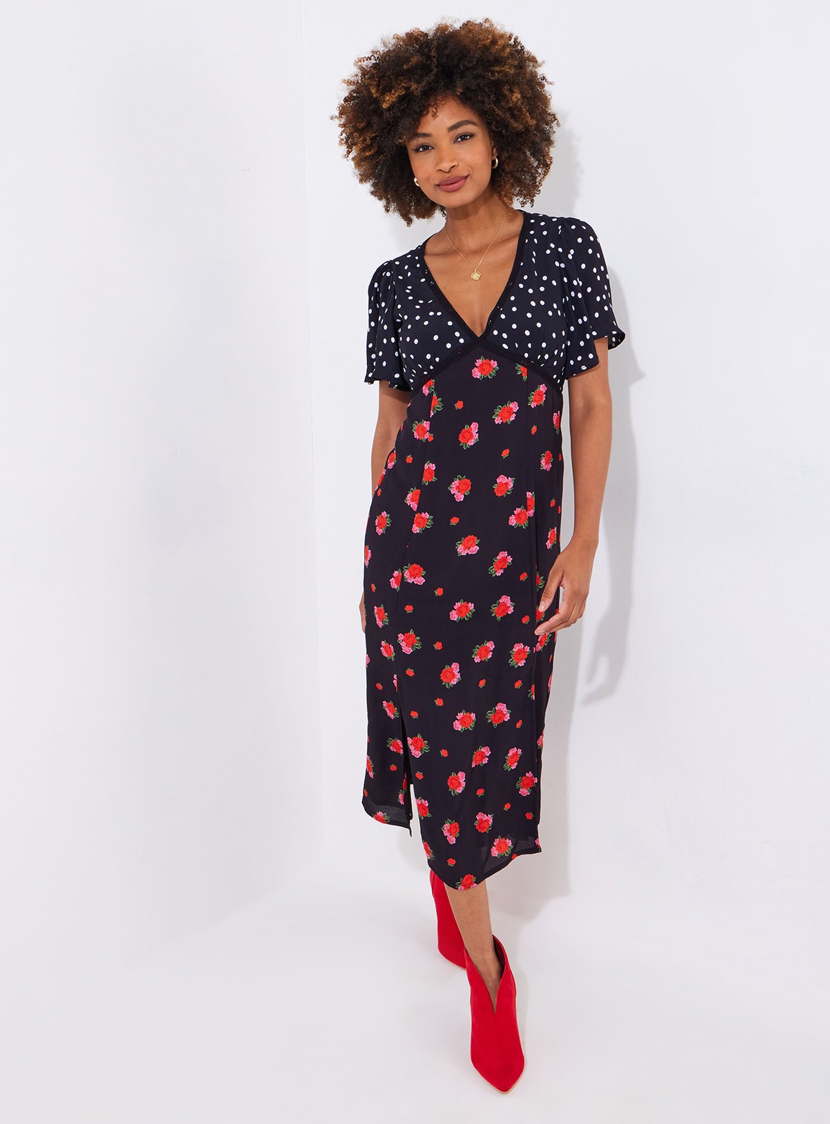 JOE BROWNS Polka Dot Lace Midi Dress