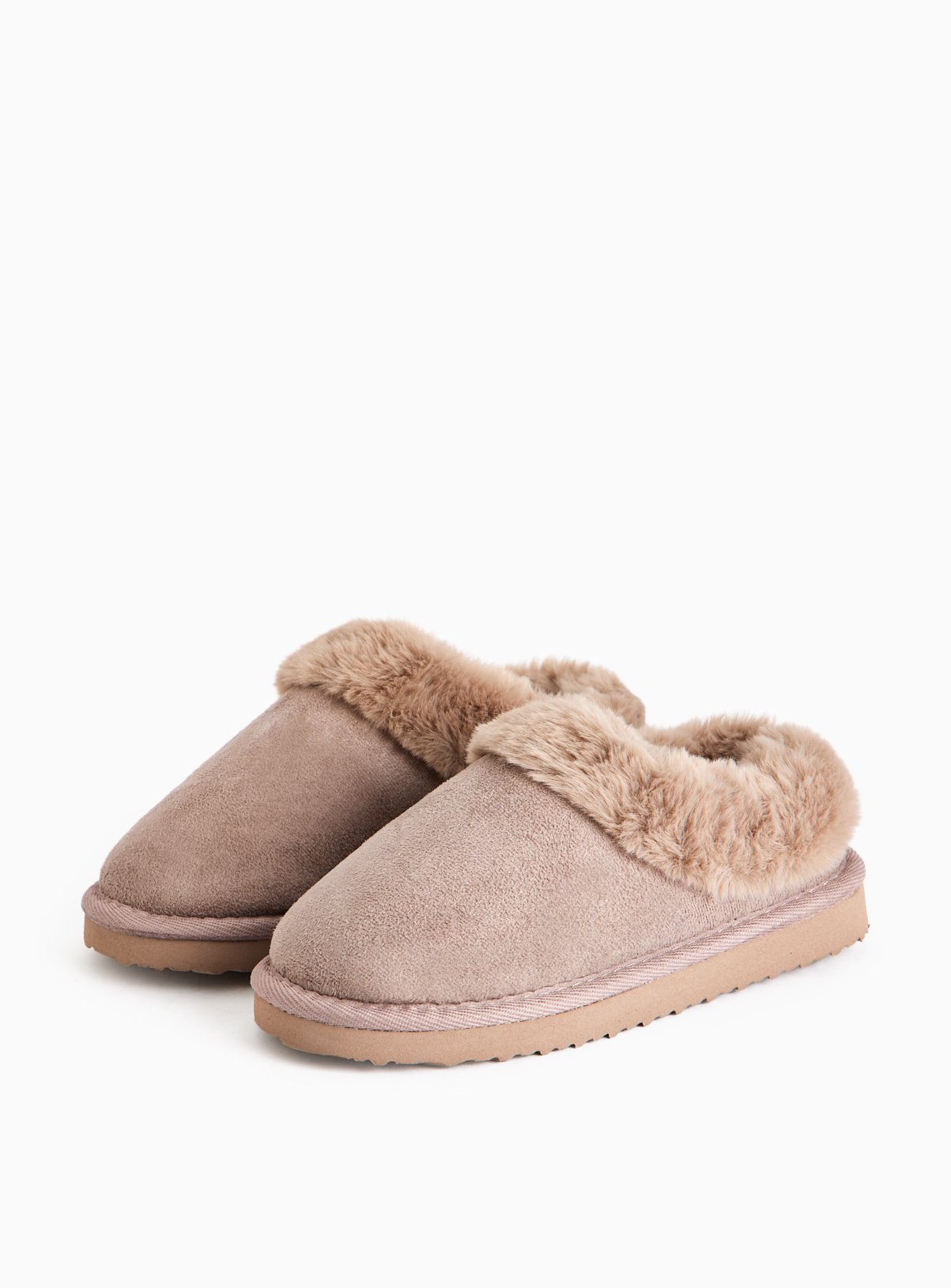 Mink Faux Fur Lined Platform Mule Slippers 