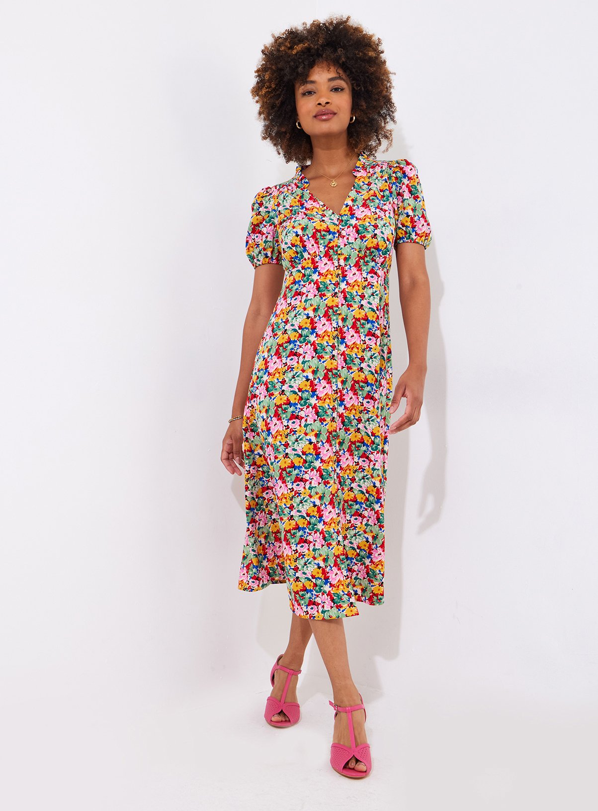 JOE BROWNS Frilly Floral Shirred Midi 