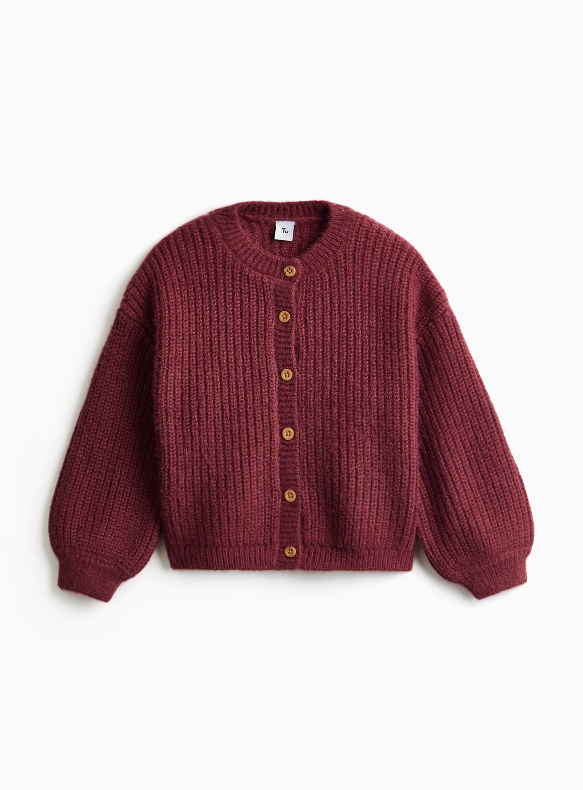 Burgundy Crew Neck Knitted Cardigan 10 years