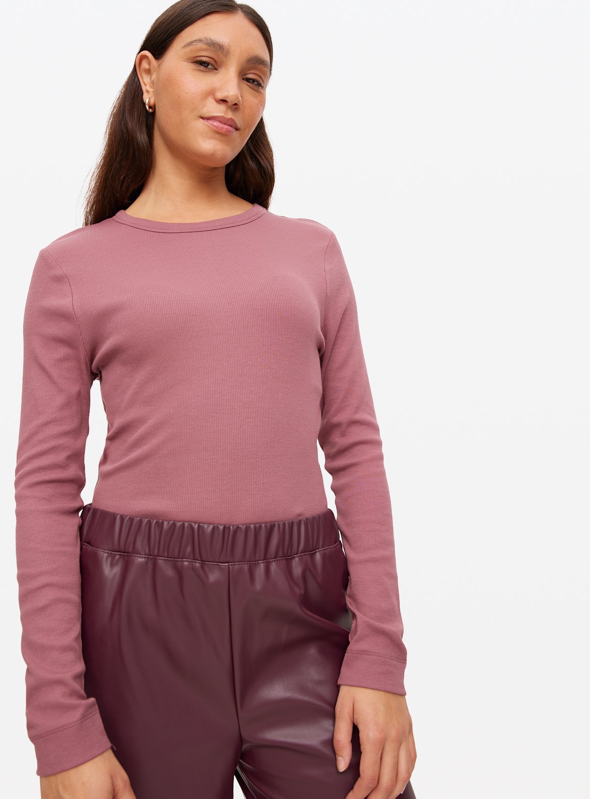 Pink Modal Ribbed Crew Neck Top 16
