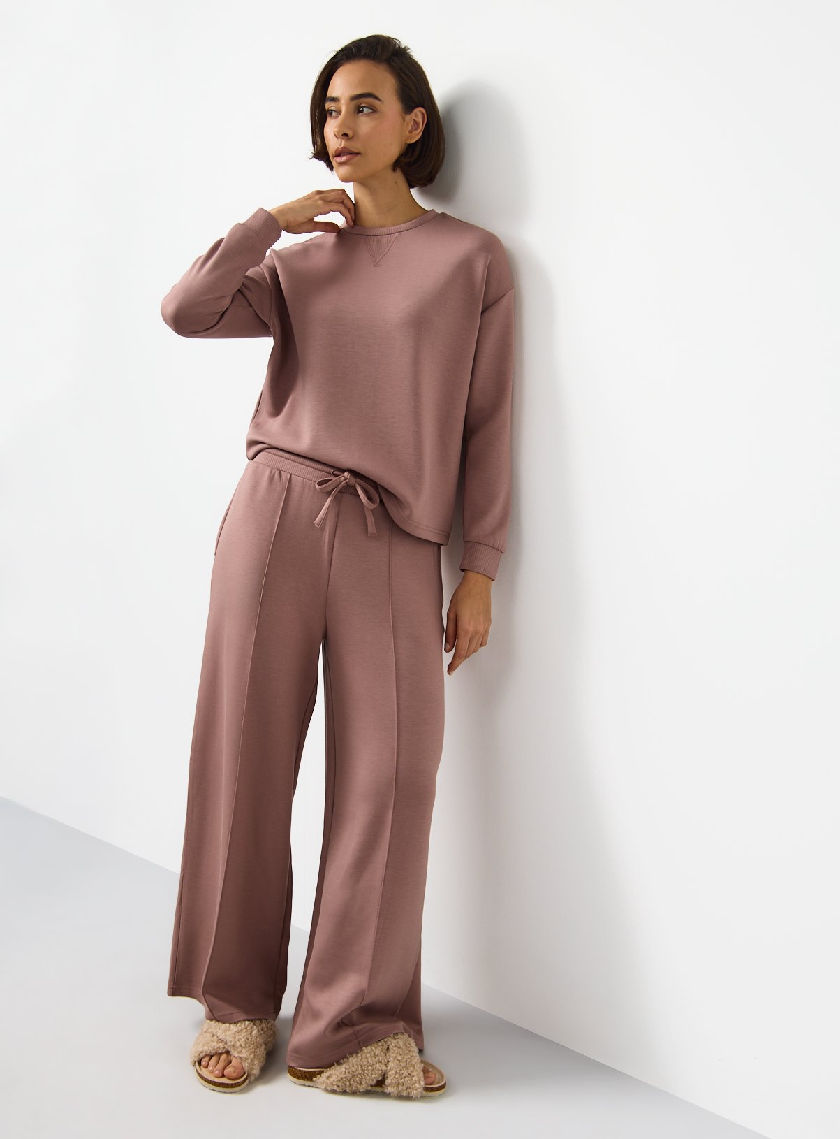 Pink Co-ord Scuba Straight Leg Pyjama Bottoms