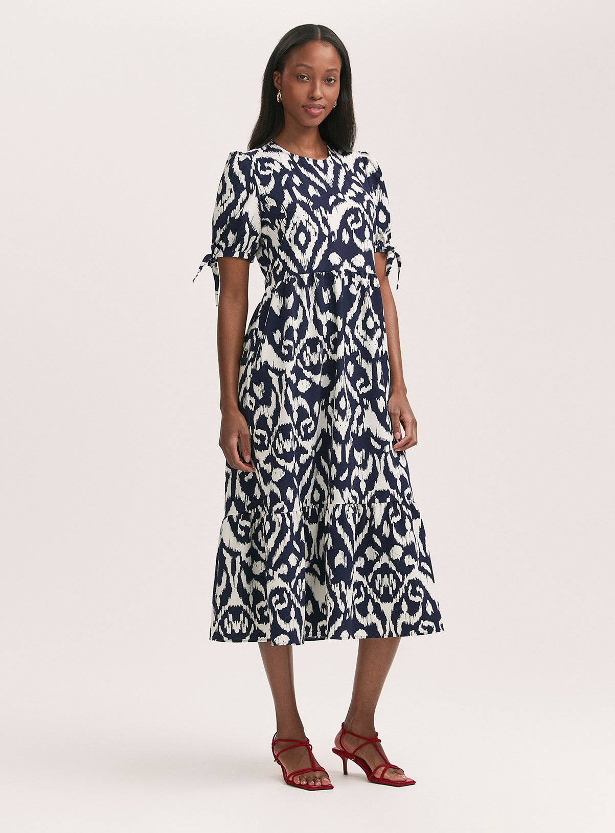FINERY Demi Dress Navy Ikat