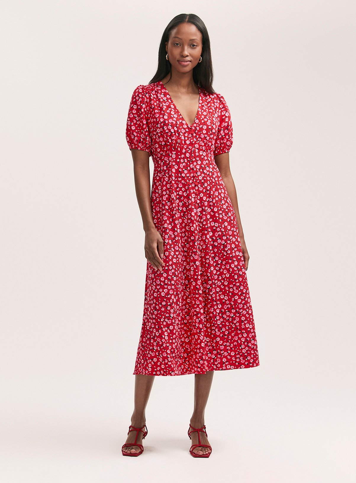 FINERY Robyn Dress Red Ditsy 