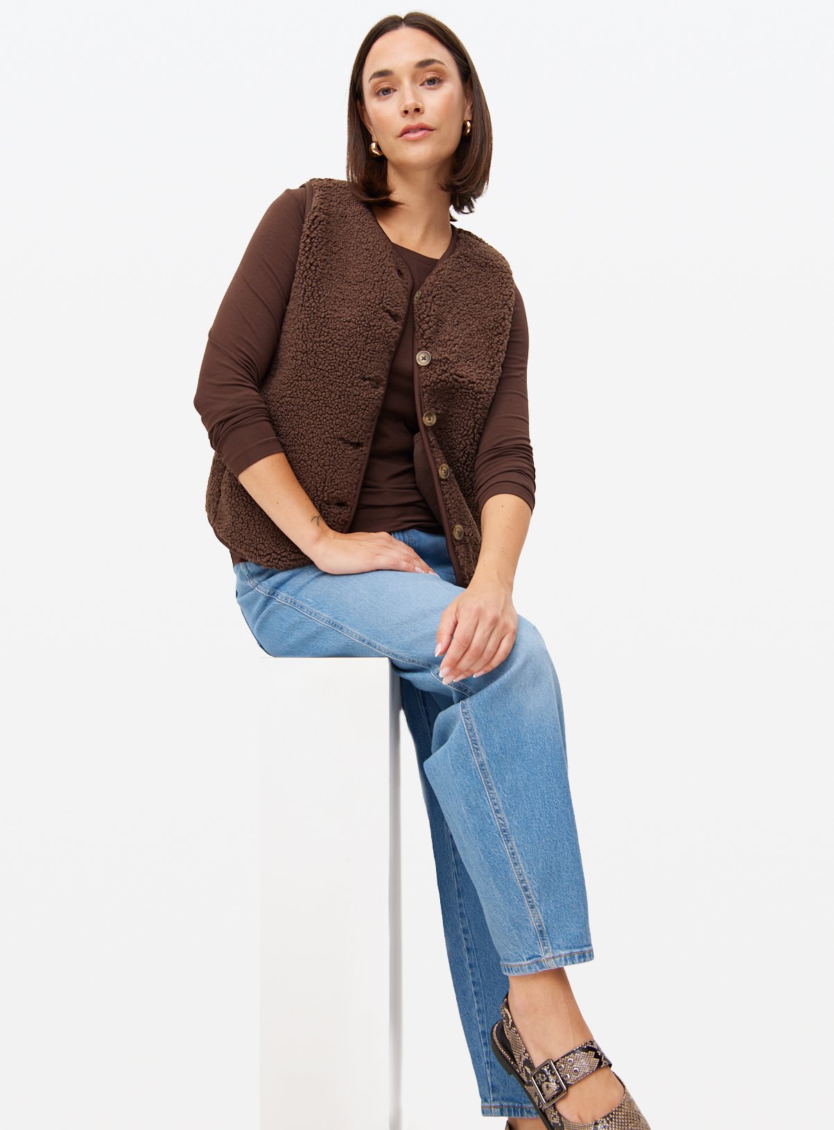 Brown Slim Fit Modal Long Sleeve Top 18