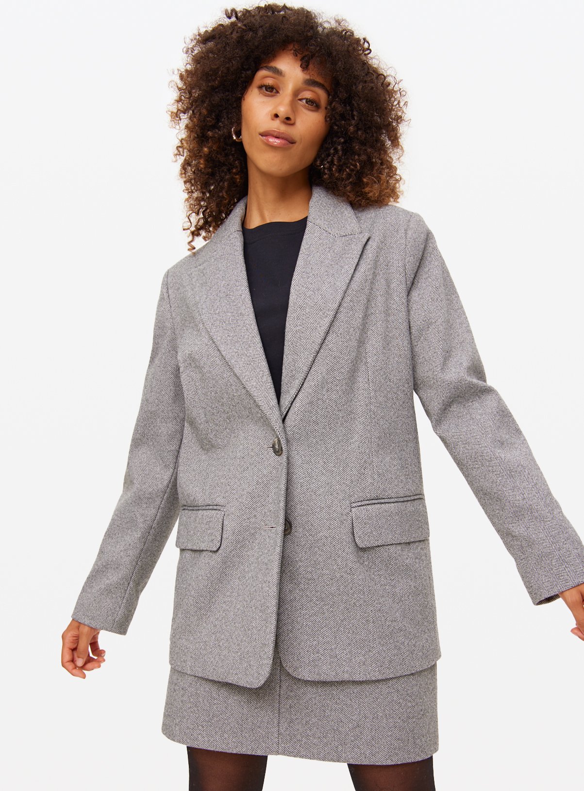 Single Breasted Herringbone Blazer 22