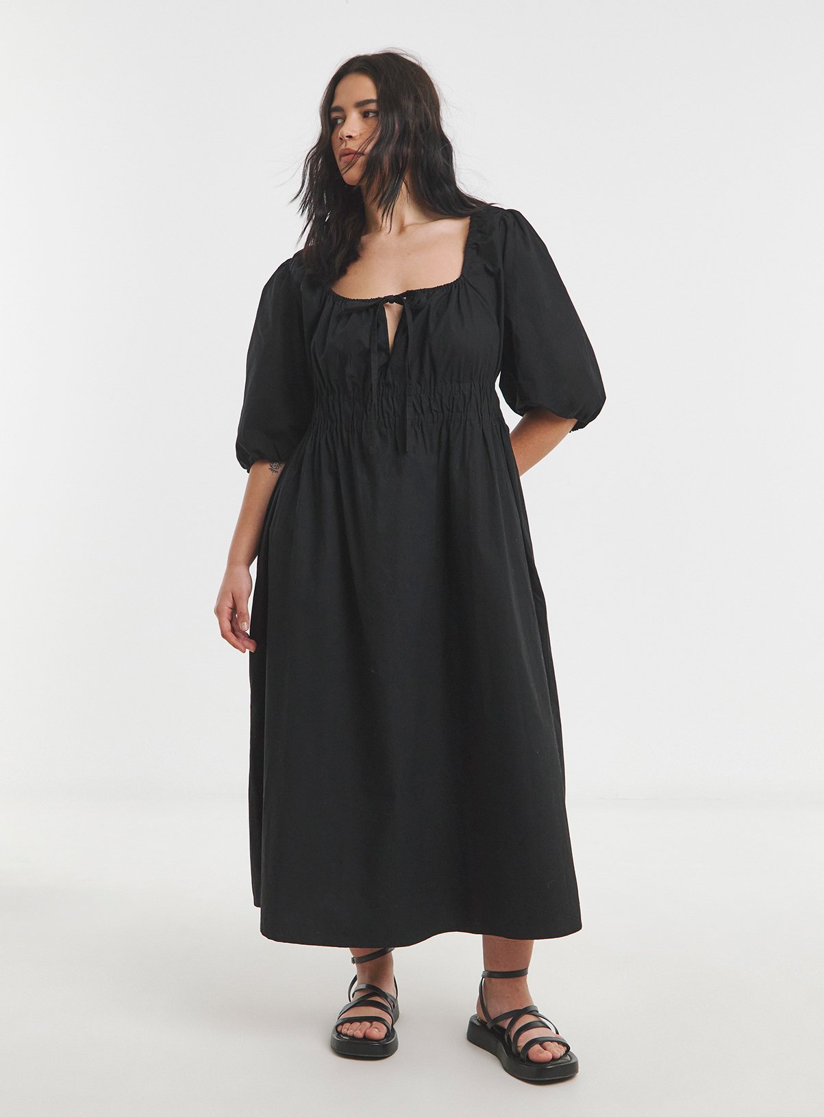 SIMPLY BE Bow Front Romantic Midi Dress 