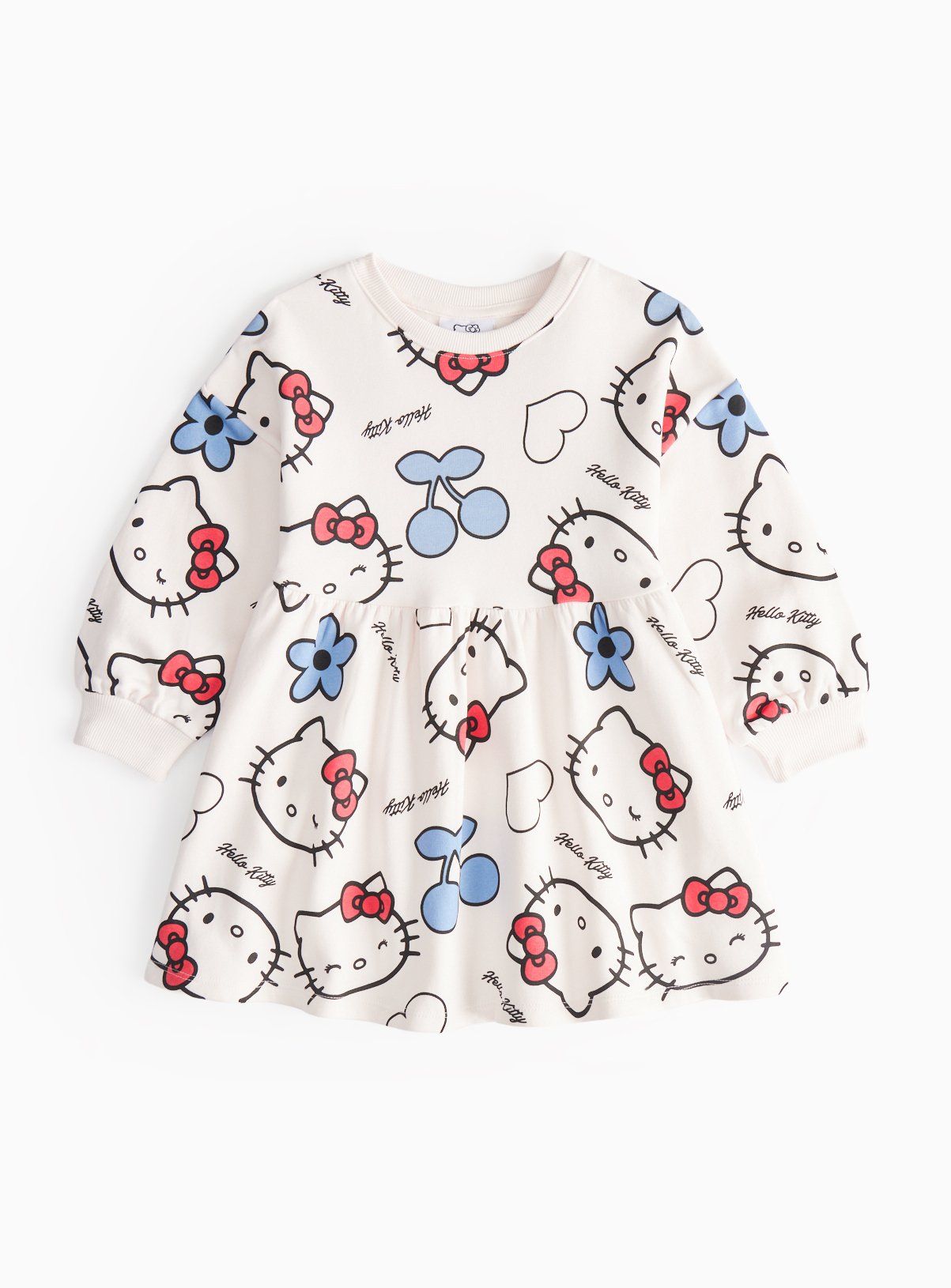 White Hello Kitty Print Sweatshirt Dress