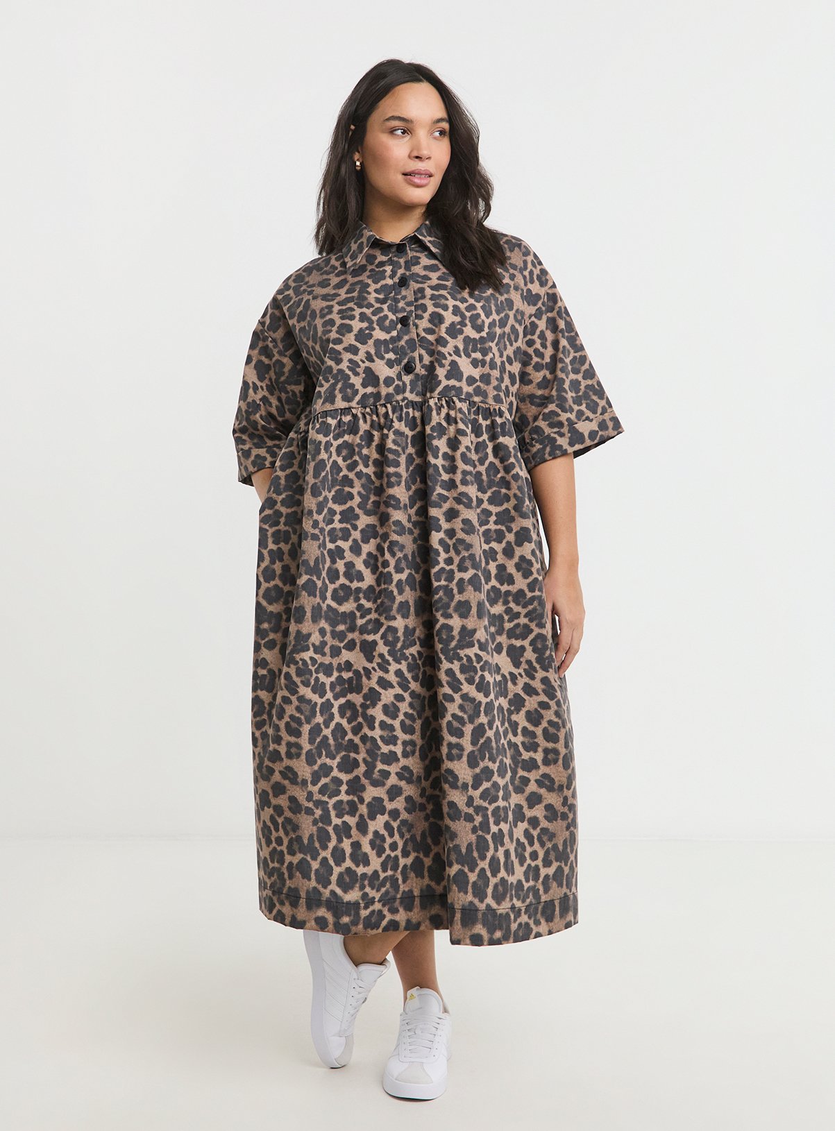 SIMPLY BE Leopard Printed Shirt Dress