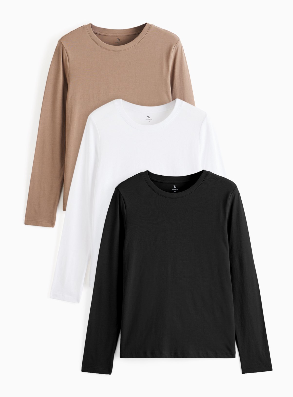 Regular Fit Long Sleeve Tops 3 Pack