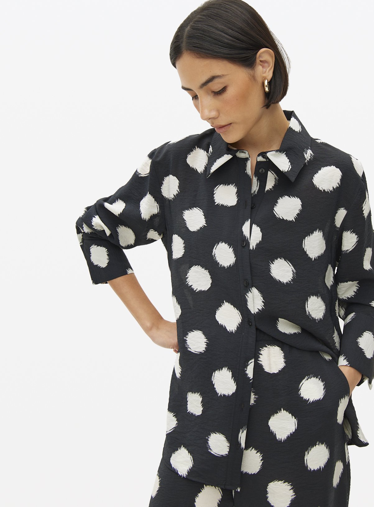 Spot Print Relaxed Co-ord Shirt