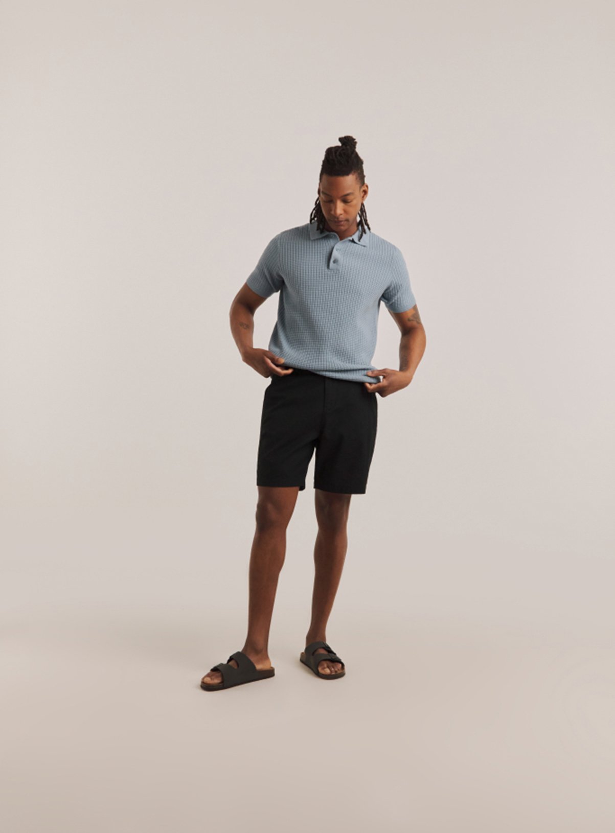 JACAMO Textured Knitted Polo Blue 