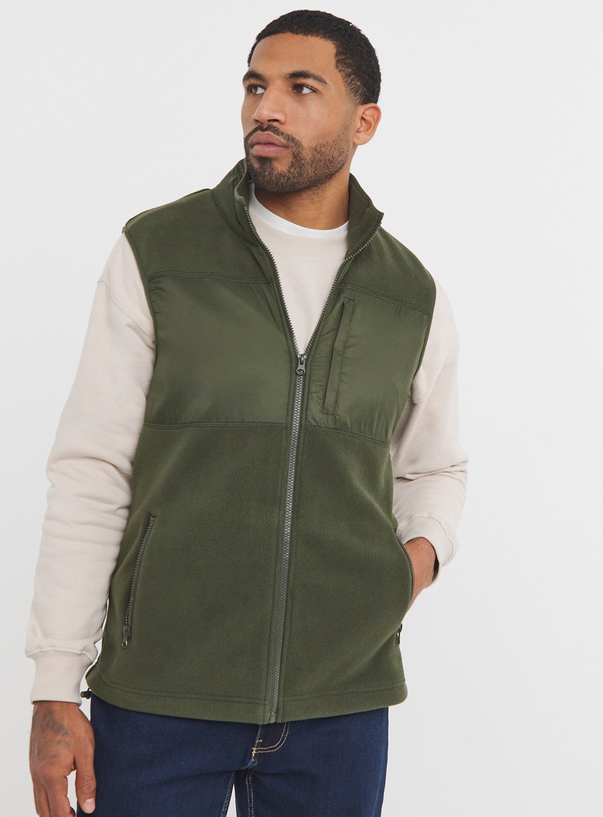JACAMO Fleece Gilet Khaki 