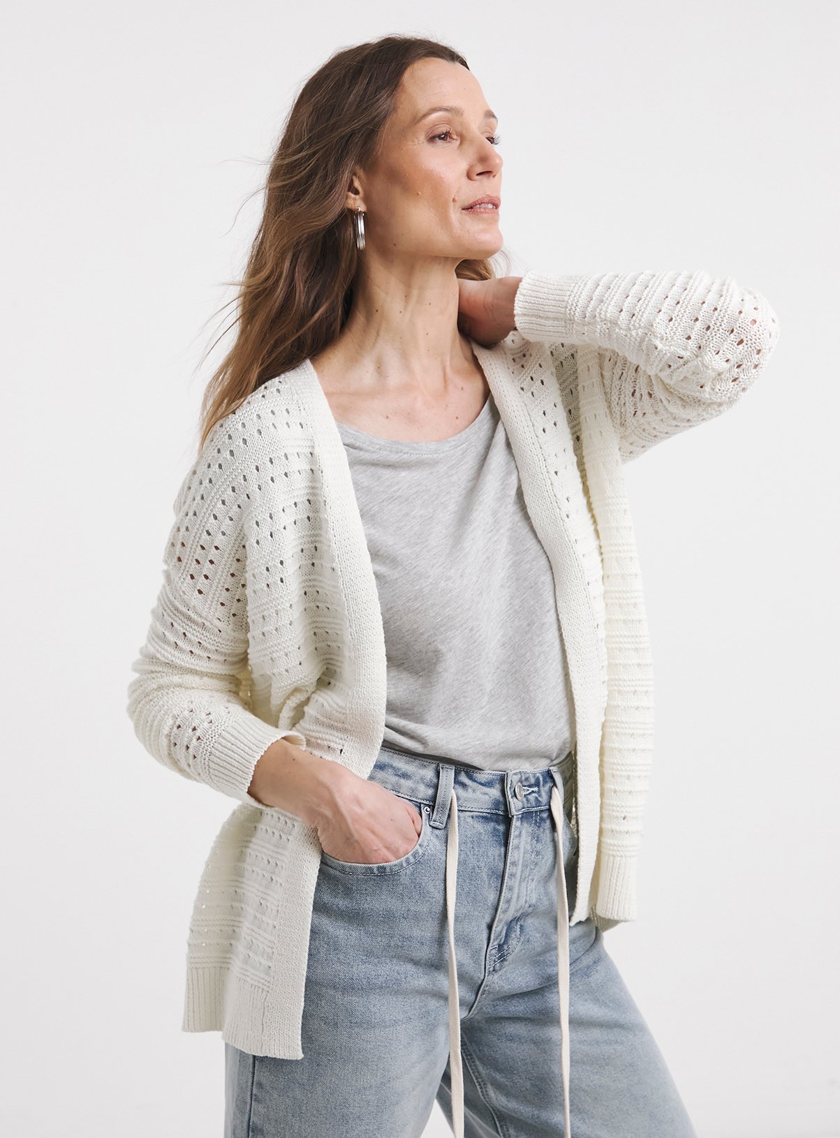 JD WILLIAMS Edge To Edge Crochet Cardigan 