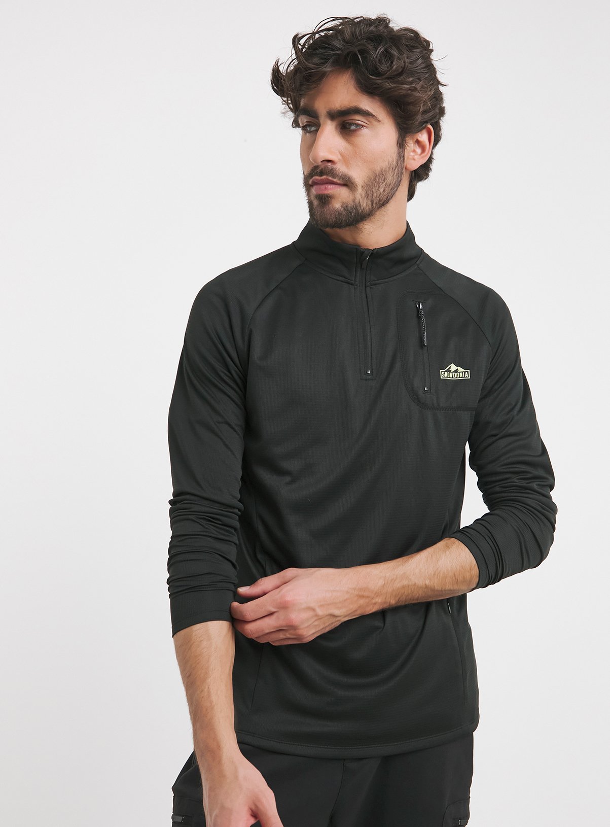 SNOWDONIA Light Weight 1/4 Zip Neck Base Layer Black 