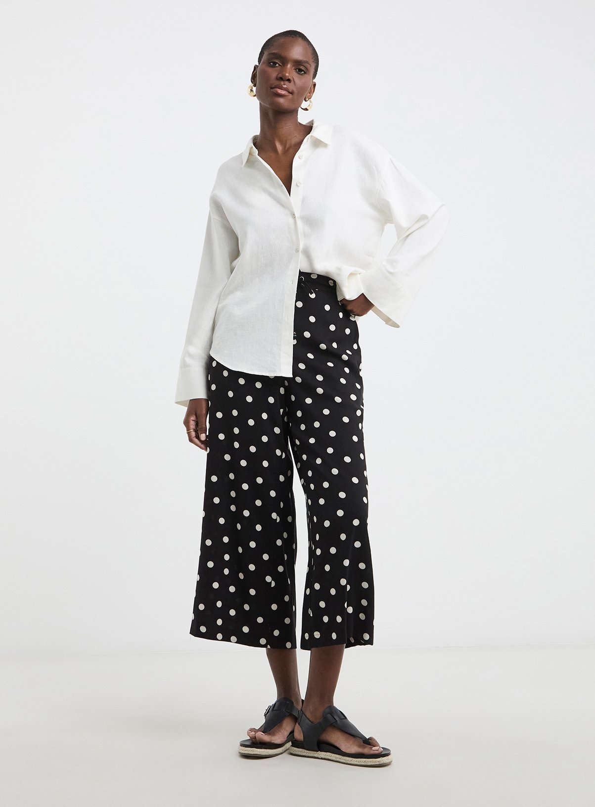 JD WILLIAMS Spun Viscose Pull On Cropped Wide Leg Culottes