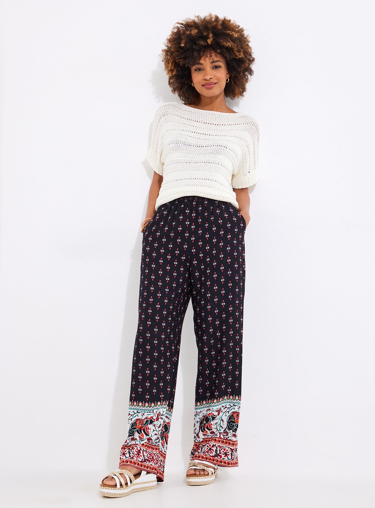 JOE BROWNS Elephant Print Wide-Leg Trousers