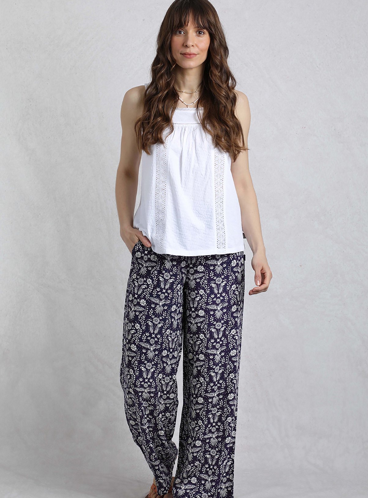 WEIRD FISH Mounira Viscose Printed Wide Leg Trouser 