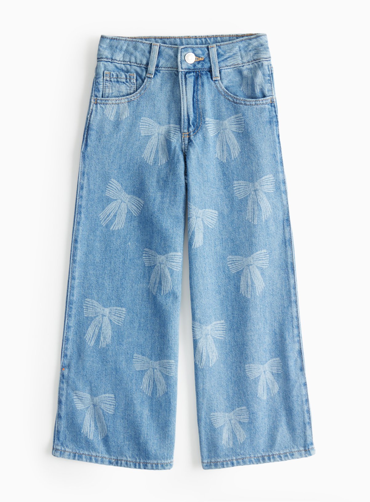 Blue Bow Print Denim Jeans 14 years